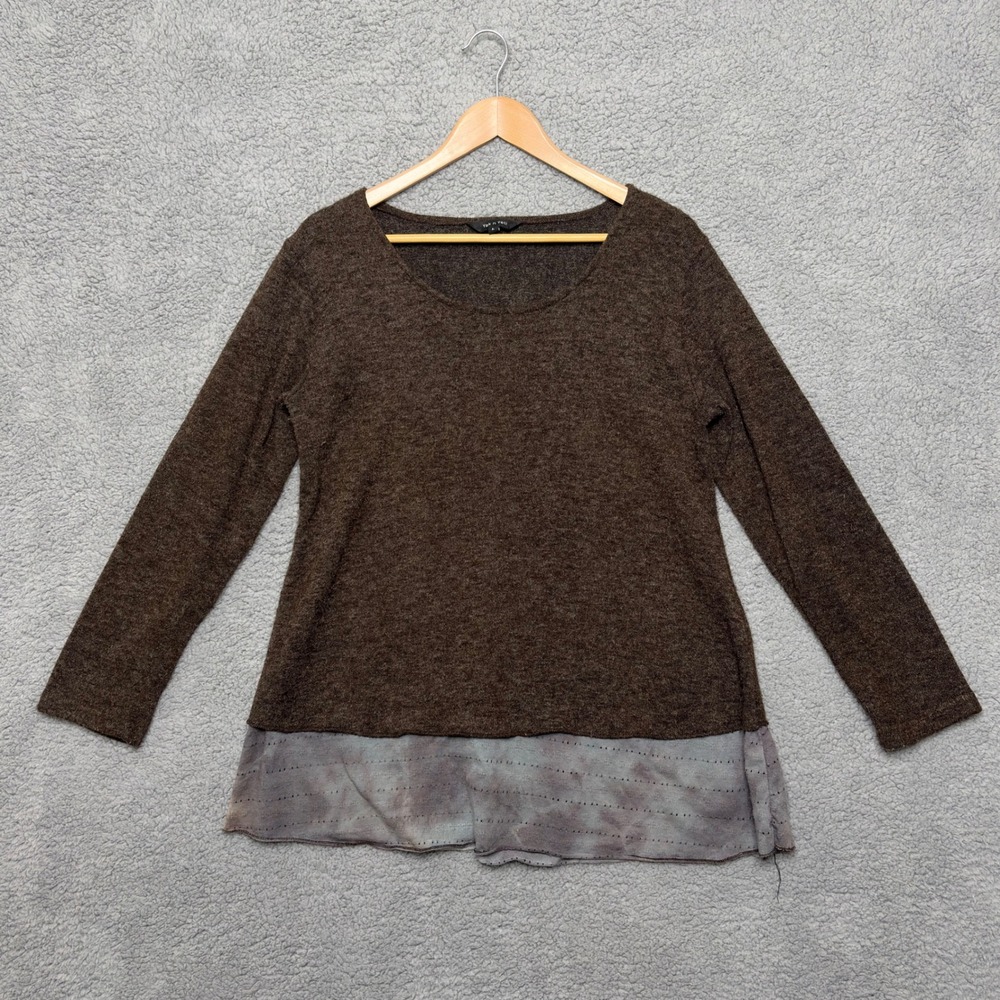 Yak n Yeti Tunic Top Women L Nepal Brown Long‎ Sleeve Layered Tie Dye Boho Artsy